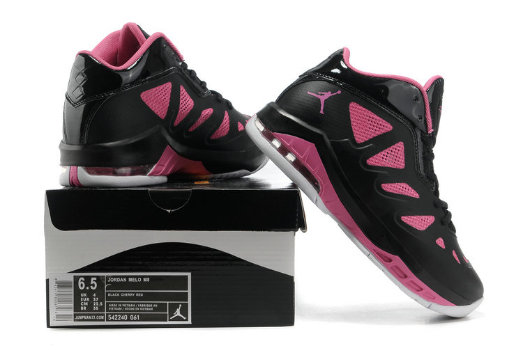 Air Jordan Melo 8 Black Pink White Shoes For Women - Click Image to Close