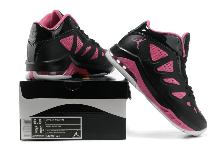 Air Jordan Melo 8 Black Pink White Shoes For Women