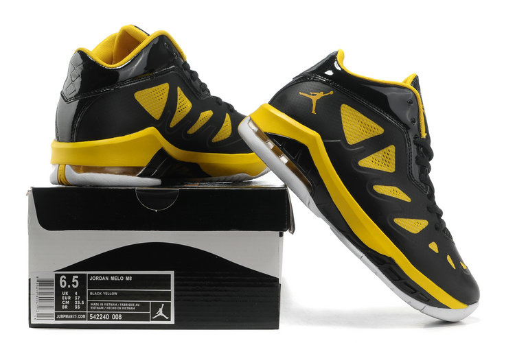 Air Jordan Melo 8 Black Yellow White Shoes For Women