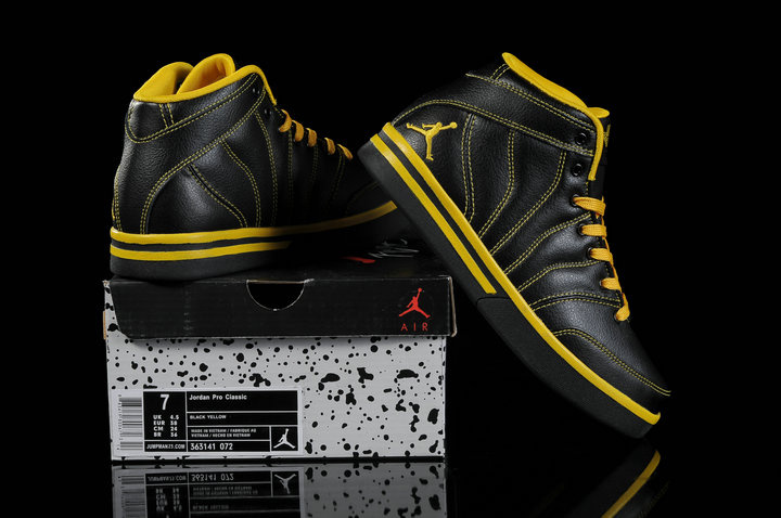 Air Jordan Pro Classic Black Yellow For Women - Click Image to Close