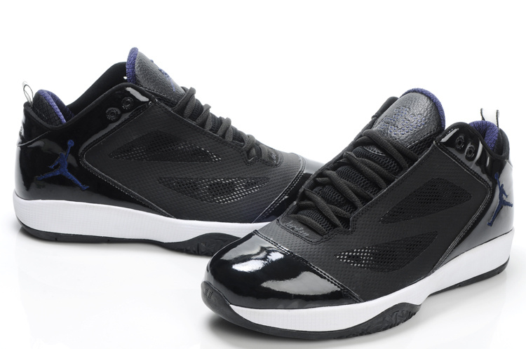 Air Jordan Quick Fuse Shoes Black White Blue Logo