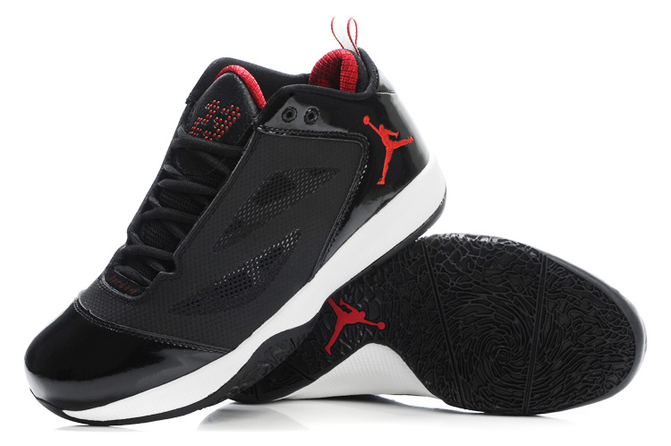 Air Jordan Quick Fuse Shoes Black White Red Logo