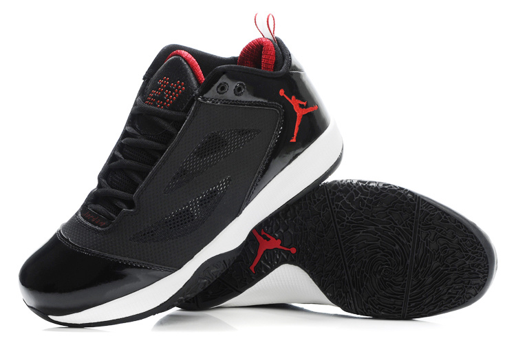 Air Jordan Quick Fuse Shoes Black White Red Logo - Click Image to Close