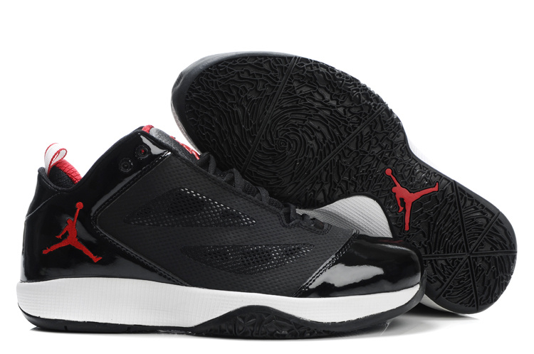 Air Jordan Quick Fuse Shoes Black White Red Logo - Click Image to Close