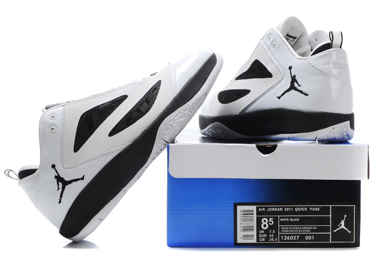 Air Jordan Quick Fuse Shoes White Black Logo - Click Image to Close