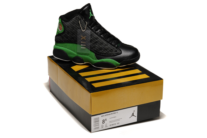 Air Jordan Retro 13 Black Green Shoes - Click Image to Close