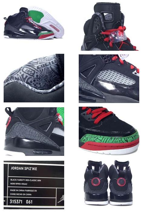 Authentic Air Jordan Spizike Black Varsity Red Classic Green Shoes - Click Image to Close