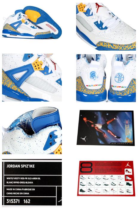 Authentic Air Jordan Spizike White Varsity Red Pro Gold Argon Blue Shoes - Click Image to Close