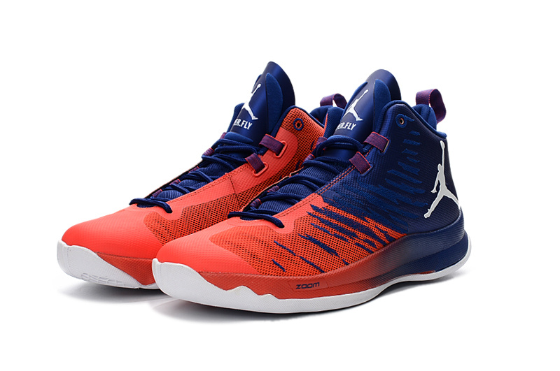 2016 Jordan Super Fly X Blue Reddish Orange White Basketball Shoes