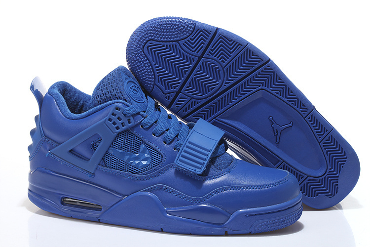 Limited Air Jordan 4 Shoes All Blue - Click Image to Close