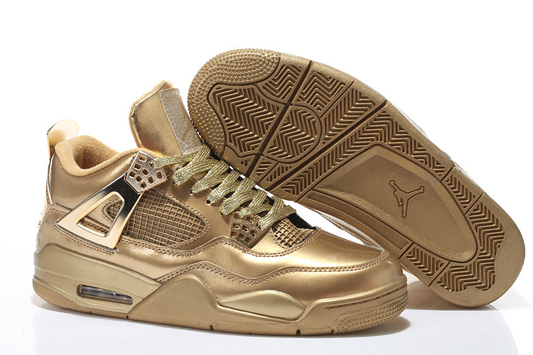 Limited Air Jordan 4 Shoes All Gold - Click Image to Close