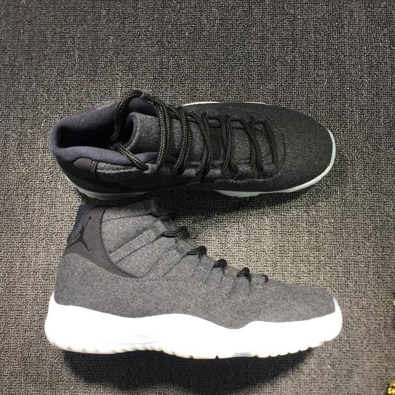 2016 Jordan 11 Wool Black Grey Shoes