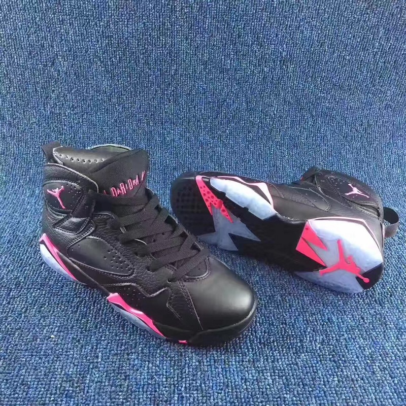 2017 Air Jordan 7 GS Black Pink Shoes - Click Image to Close