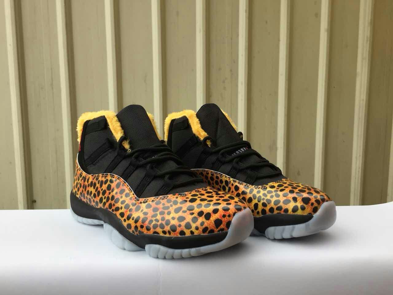2018 Cheetab Print Jordan 11 GS Yellow Black
