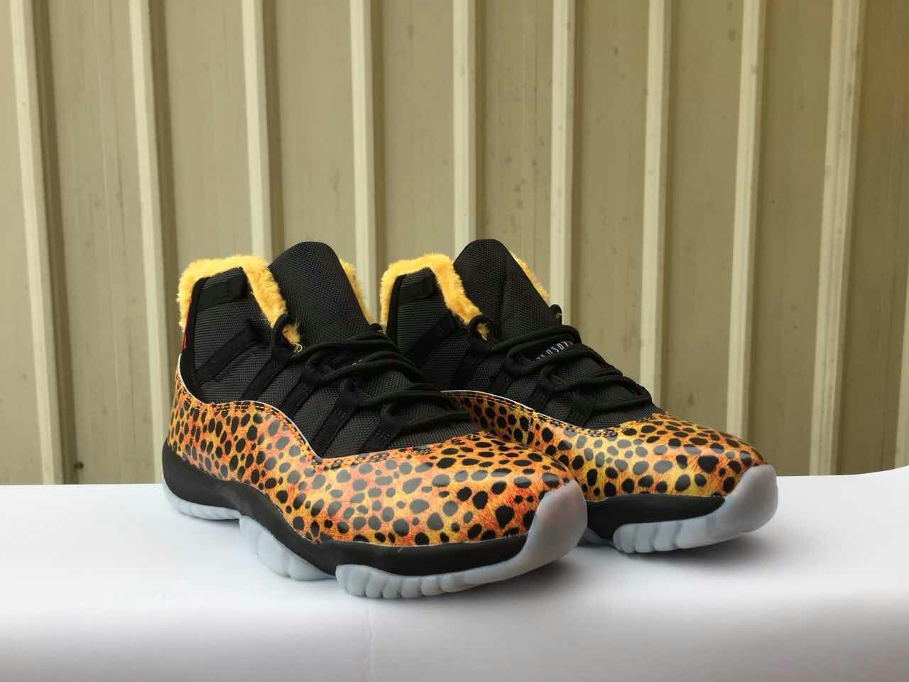 2018 Cheetab Print Jordan 11 Yellow Black - Click Image to Close