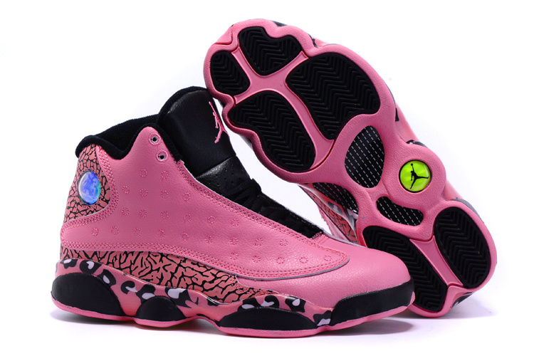 2015 Cheetah Print Jordan 13 Pink Black Shoes For Women