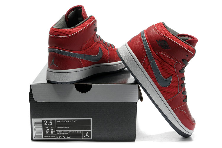 Air Jordan 1 Transparent Durable Sole All Red Grey - Click Image to Close