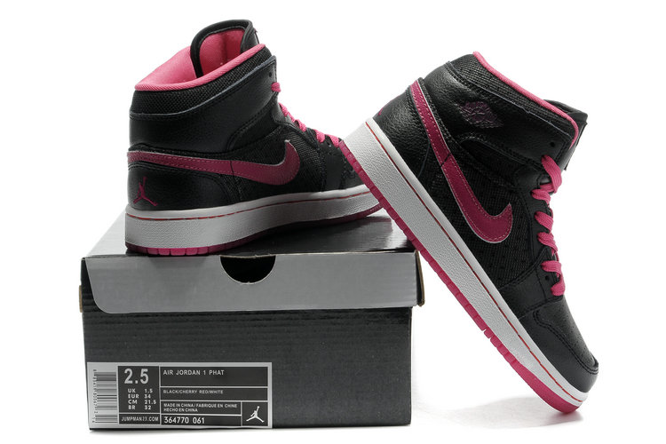 Air Jordan 1 Transparent Durable Sole Black Pink - Click Image to Close