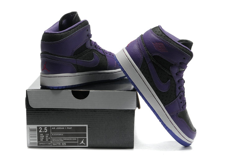 Air Jordan 1 Transparent Durable Sole Black Purple - Click Image to Close