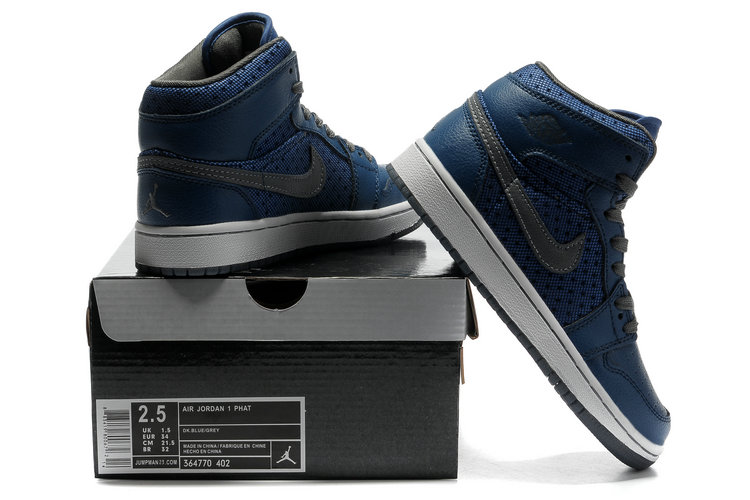 Air Jordan 1 Transparent Durable Sole Deep Blue Grey