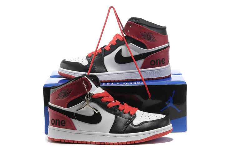 Hardcover Air Jordan 1 White Black Red Shoes - Click Image to Close