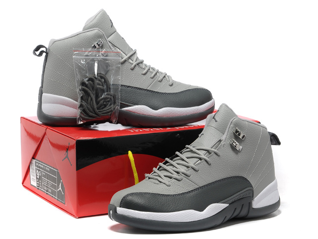 Hardcover Air Jordan 12 Grey Black White Shoes