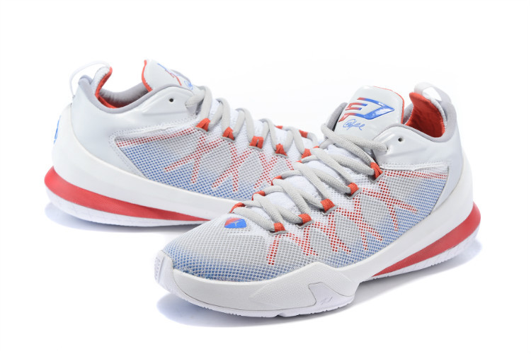 2015 Jordan Chris Paul 8 Playoffs White Red Blue Shoes