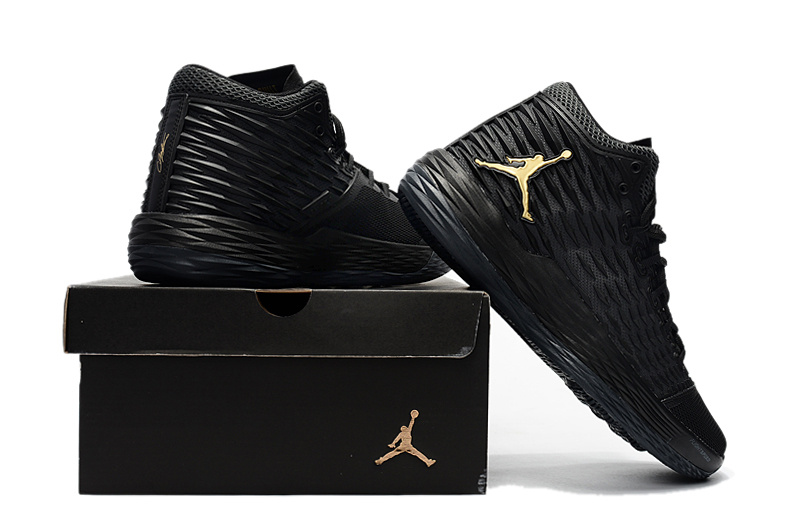 2017 Air Jordan Melo 13 All Black Yellow Jumpman Logo Shoes