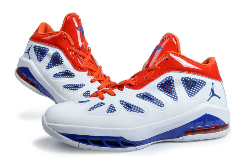 Jordan Melo 8 White Blue Orange Shoes - Click Image to Close