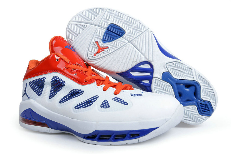 Jordan Melo 8 White Blue Orange Shoes - Click Image to Close