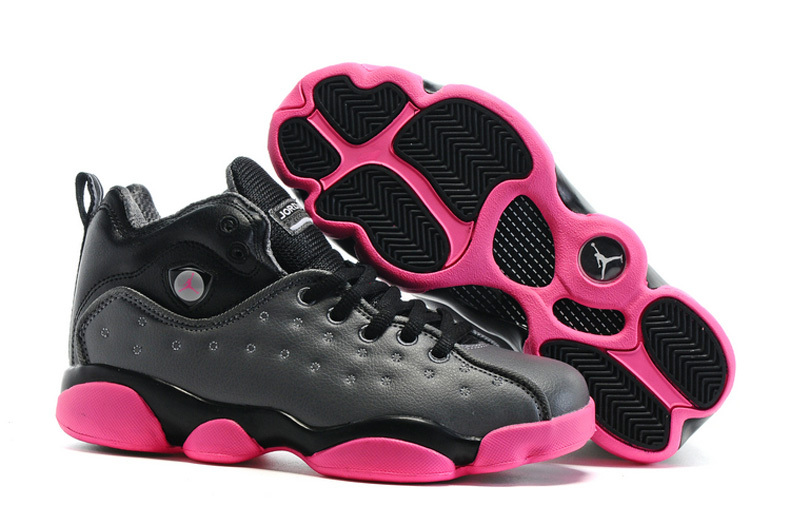 Jordan Team 2 GS Black Grey Pink Shoes - Click Image to Close