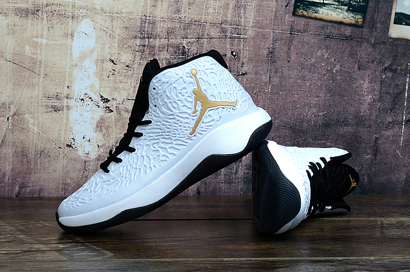 2016 Jordan Ultra Fly White Black Gold Shoes
