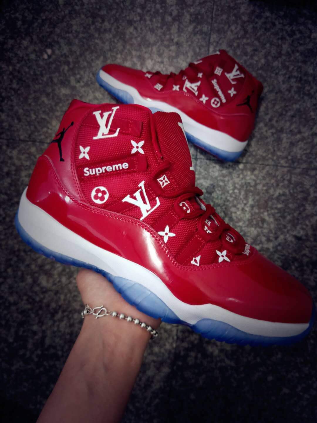 Jordans 11 LV Red Color Shoes