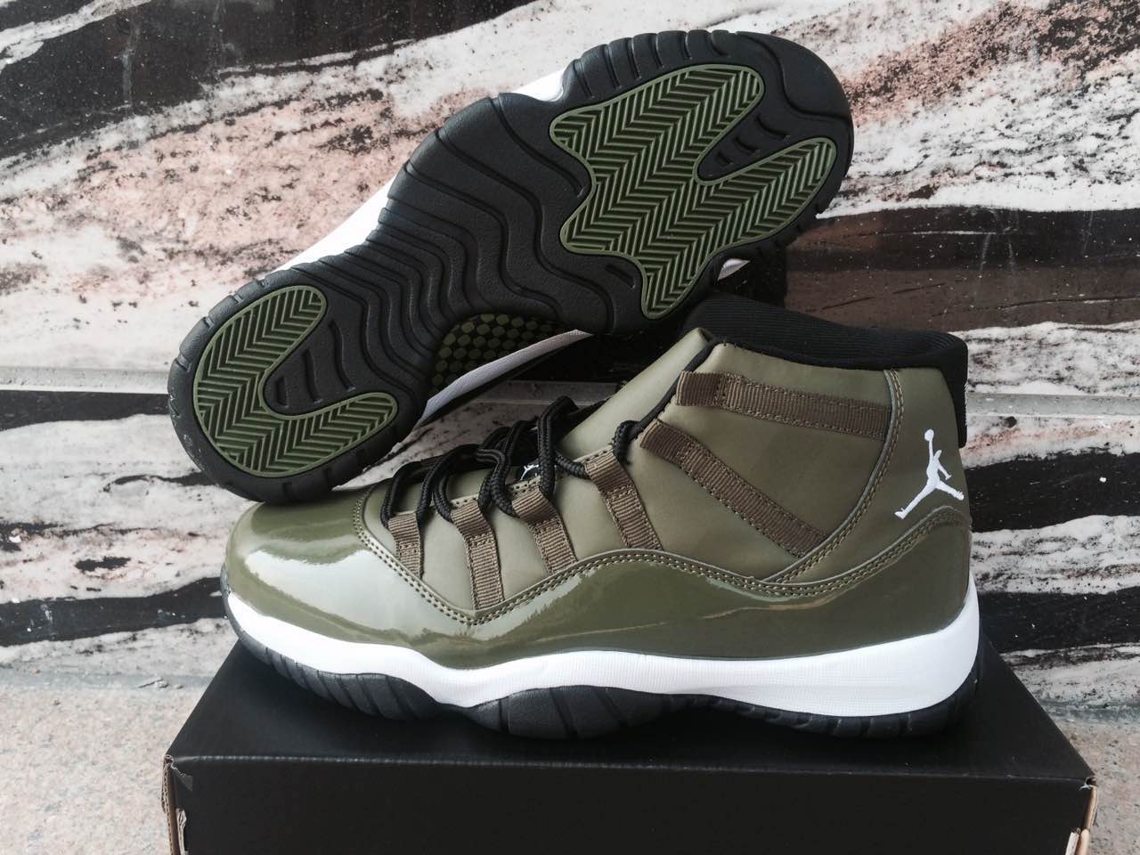 Jordans 11 Olive Green High Shoes - Click Image to Close