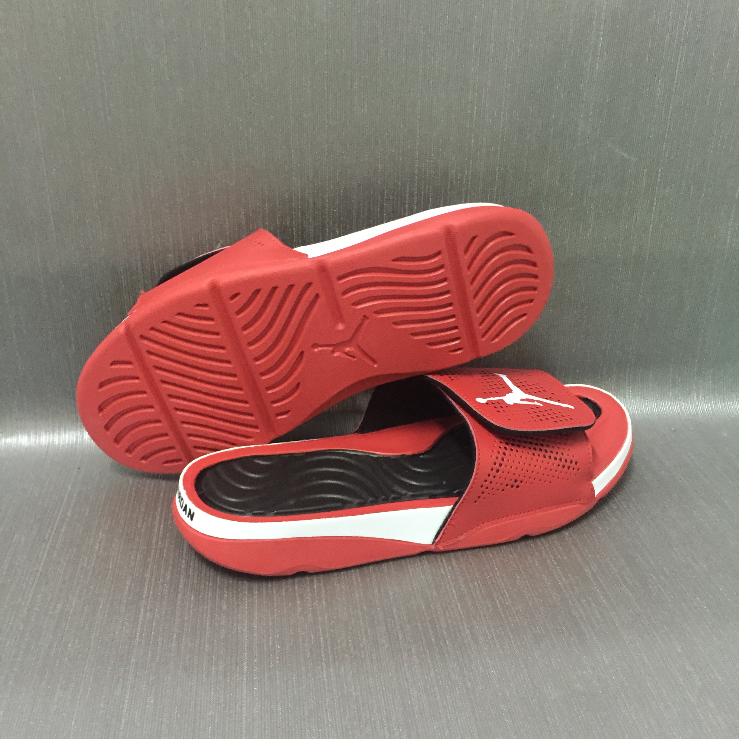 Jordans 4 Massage Hydro Red Black White Sandle - Click Image to Close