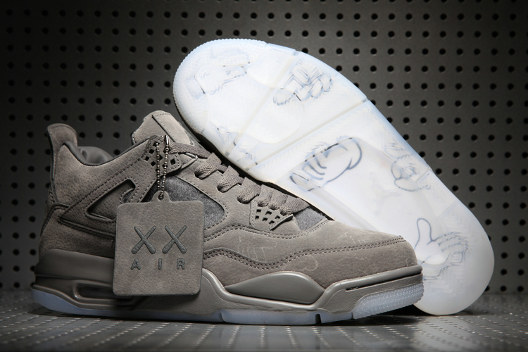 2017 KAWS x Air Jordan 4 Grey Suede Shoes - Click Image to Close