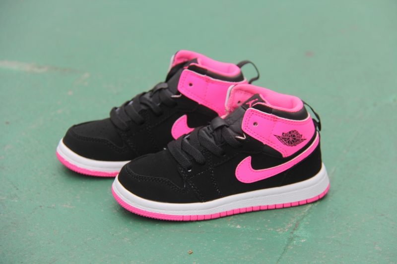 New Kid's Air Jordan 1 Retro Black Pink Shoes