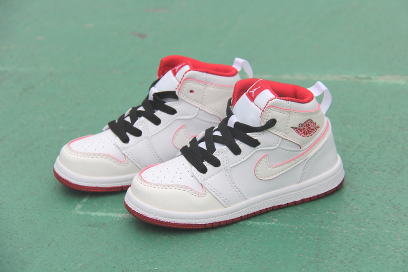 New Kid's Air Jordan 1 Retro Grey Black Red Shoes