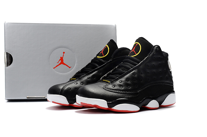 2017 Kids Air Jordan 13 Black Red White Shoes - Click Image to Close