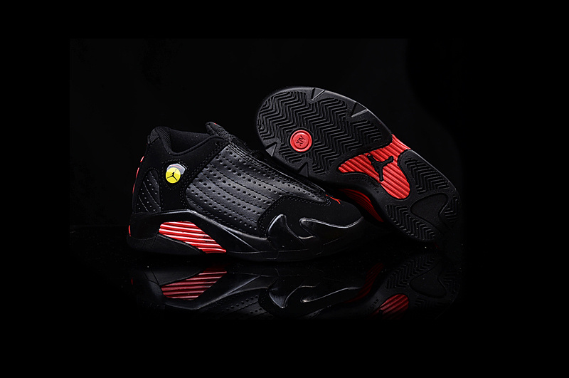 2016 Kids Air Jordan 14 Retro Final Shot Black Red Shoes - Click Image to Close