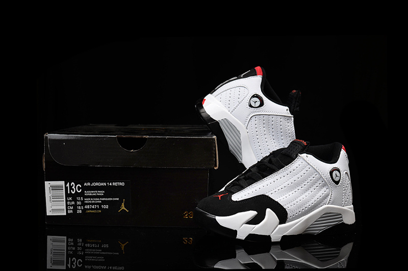 2016 Kids Air Jordan 14 Retro White Black Red Shoes - Click Image to Close