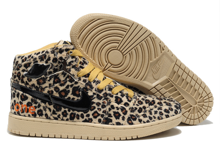 Latest Air Jordan 1 Leopard Leather Yellow Shoes