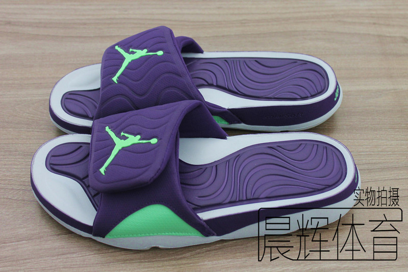 2016 Air Jordan Hydro 5 Slide Sandals Purple Green - Click Image to Close