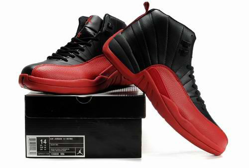 New Air Jordan Retro 12 Black Red Shoes - Click Image to Close