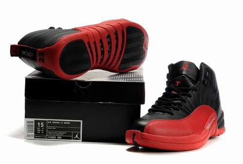 New Air Jordan Retro 12 Black Red Shoes - Click Image to Close