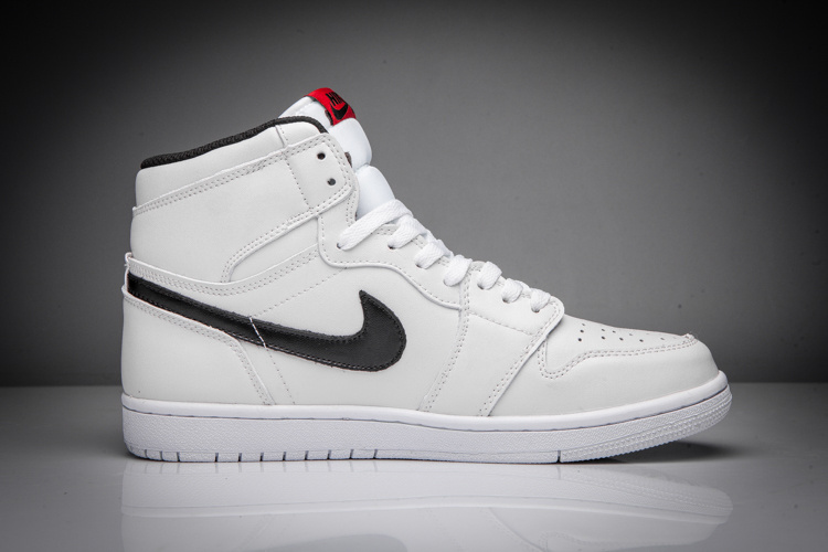 2016 Jordan 1 All White Black Swoosh Shoes