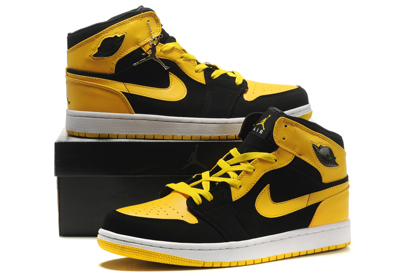 New Air Jordan 1 Blac Yellow Shoes - Click Image to Close