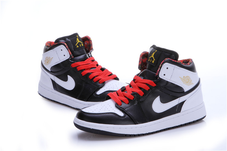 2015 New Jordans 1 Black White Red - Click Image to Close