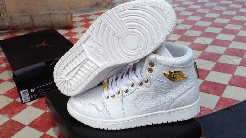 2015 Air Jordan 1 Crocodile All White Gold - Click Image to Close