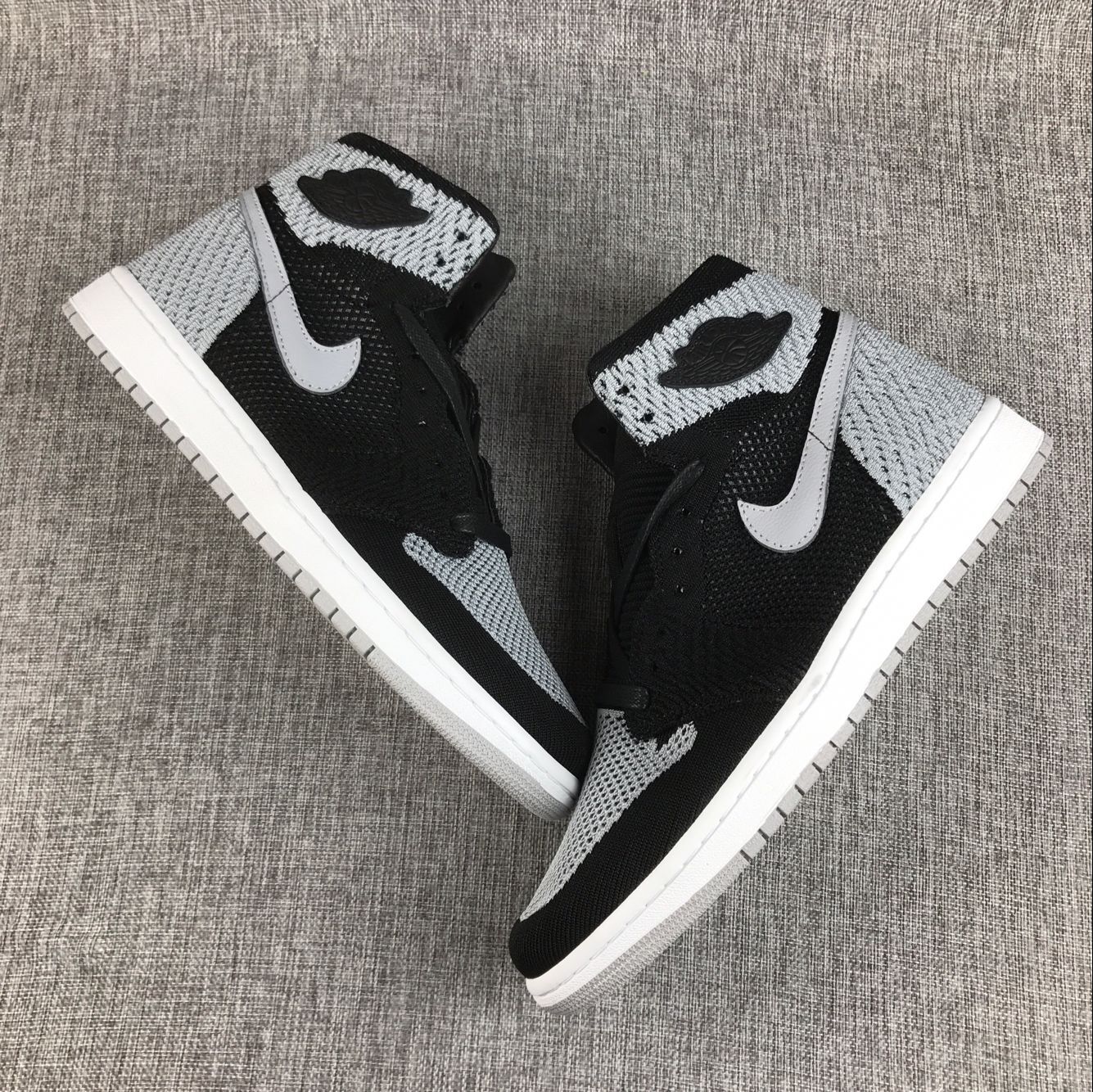 Latest Jordan 1 Retro 1 Flyknit Black Grey Shoes